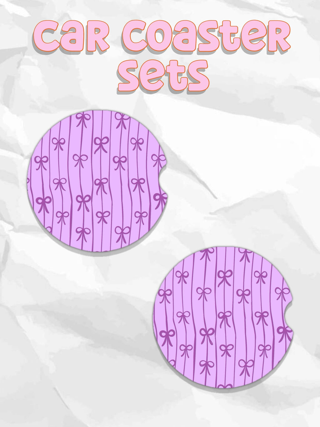 Purple bow car coasters