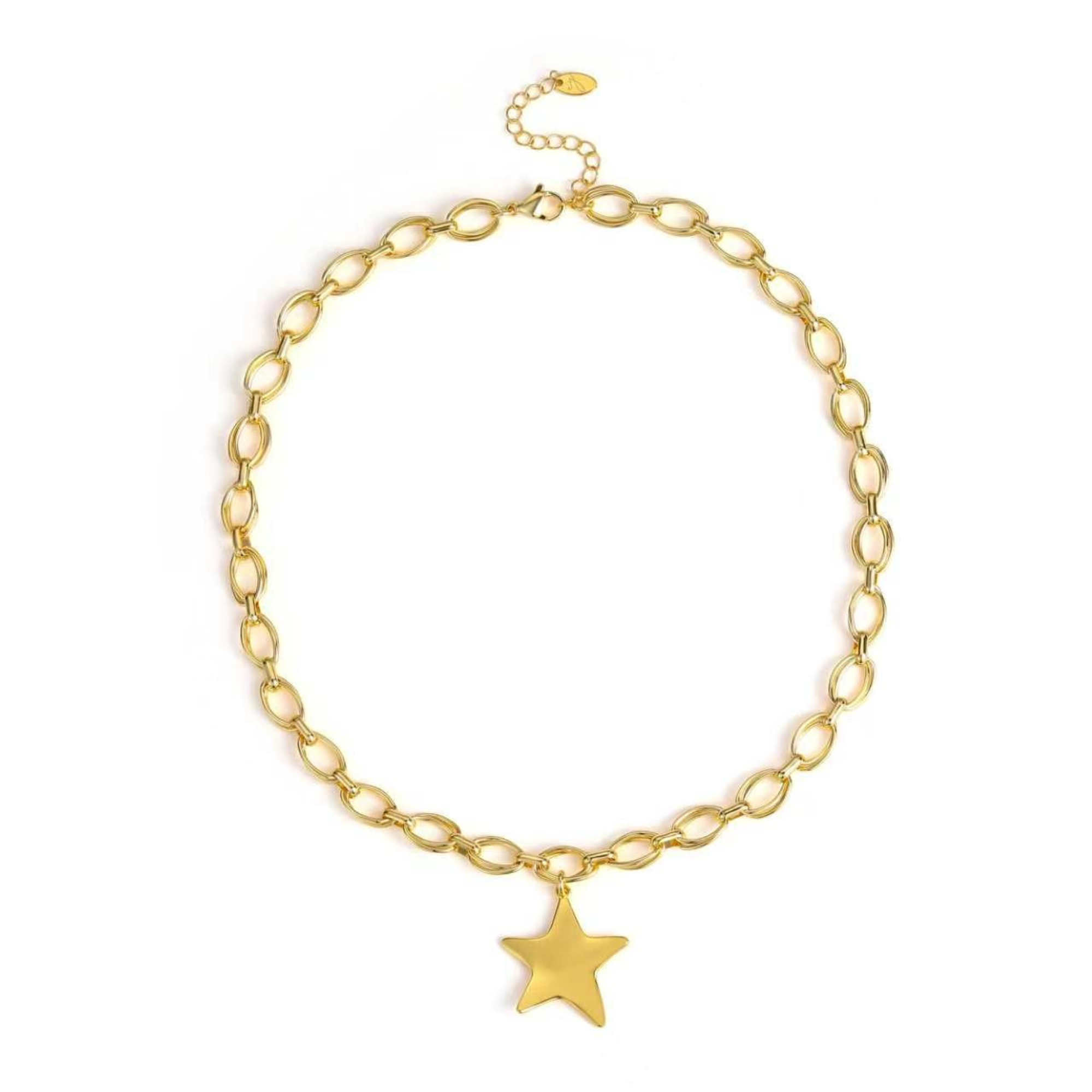 Molten Star Charm Link Chain Necklace – Gold Statement