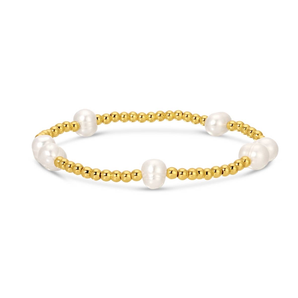 3mm Stretch Bead Bracelets with Large Pearl Accents