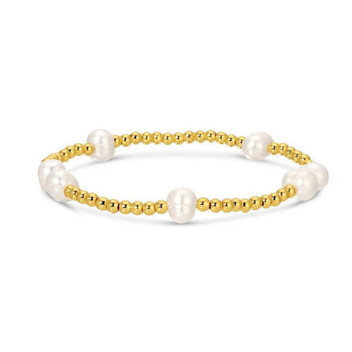 3mm Stretch Bead Bracelets with Large Pearl Accents