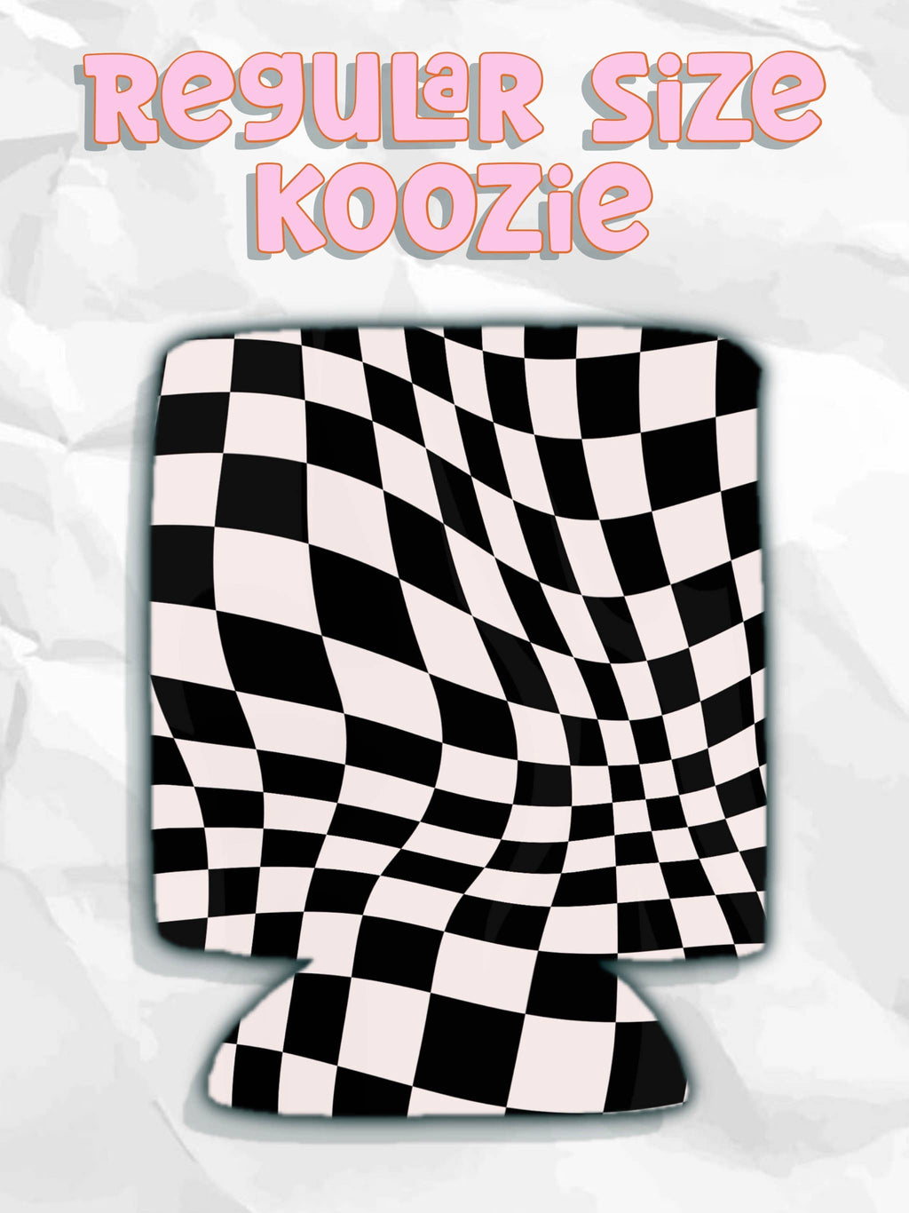 Black checkered print can koozies