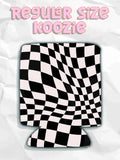 Black checkered print can koozies