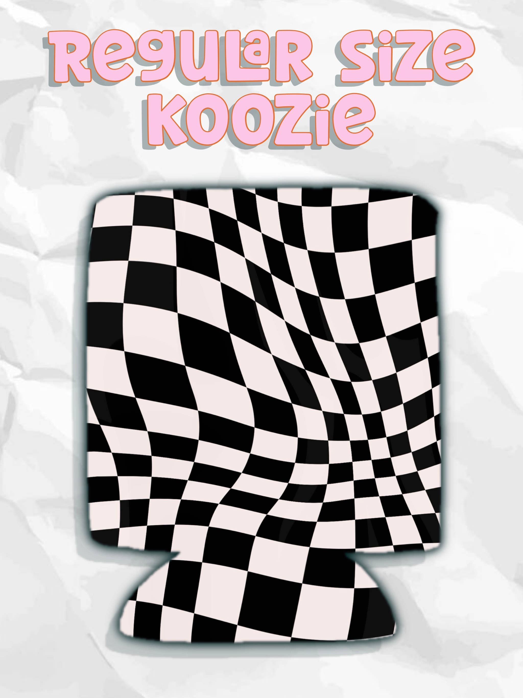 Black checkered print can koozies