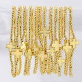 3mm Beaded Stretch Bracelet with Single Balanced Gold Cross