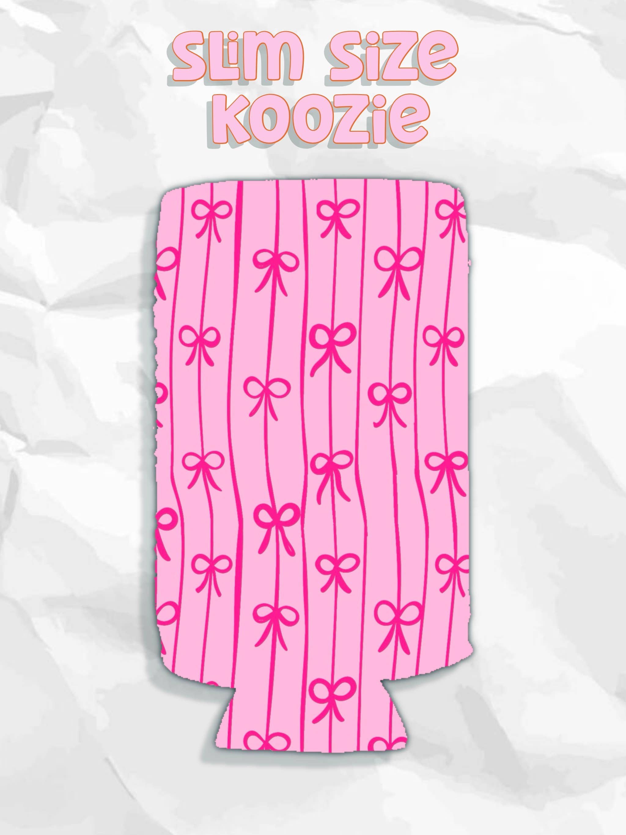 Pink bow can koozies