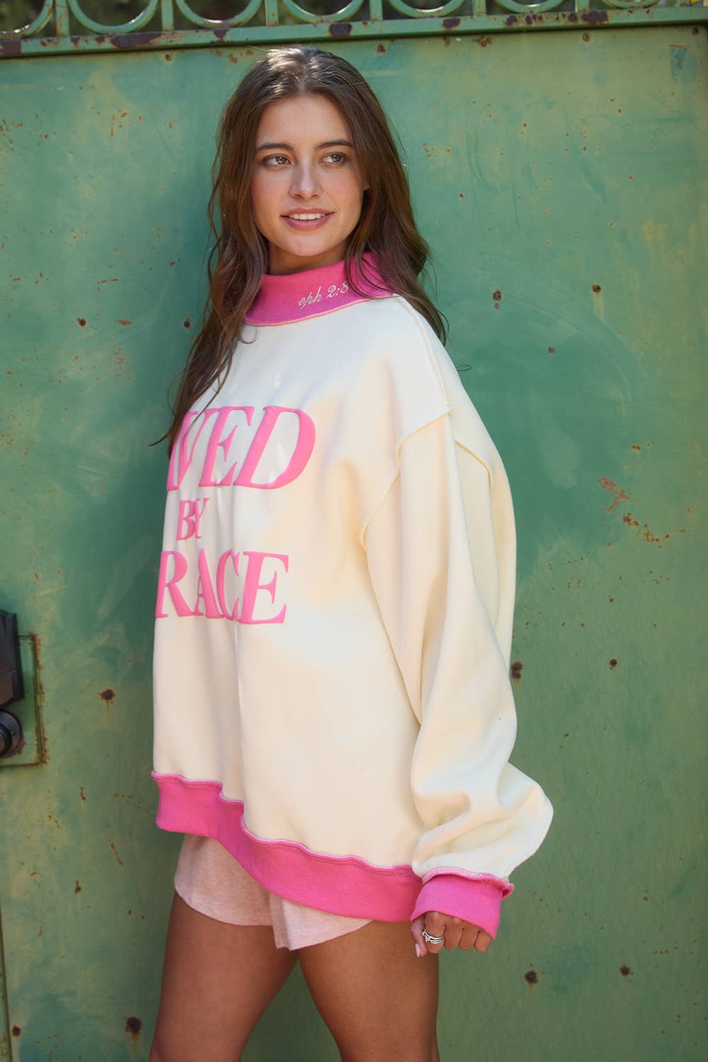 Saved by Grace Puff Print Sweatshirt
