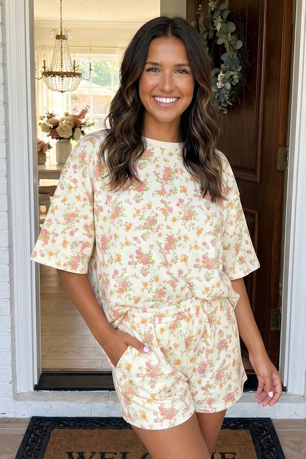 LAS Floral Oversized Tee and Shorts Set (S-XL)