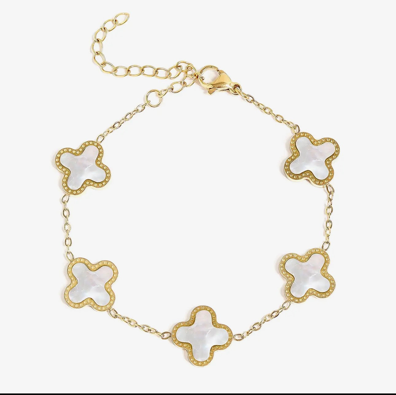 Gold Lucky Clover Charm Bracelet