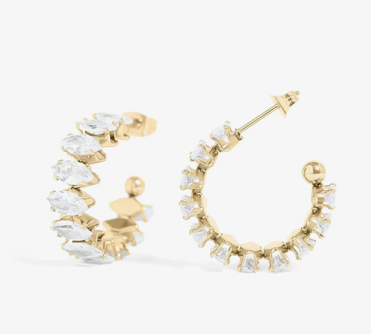 Marquis Stone Hoop Earrings