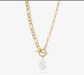 Gold Pearl Charm Necklace