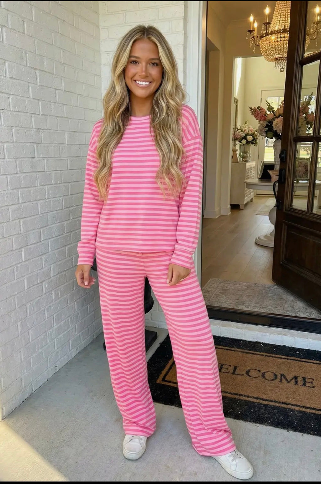 Pink Stripe Loungewear Set