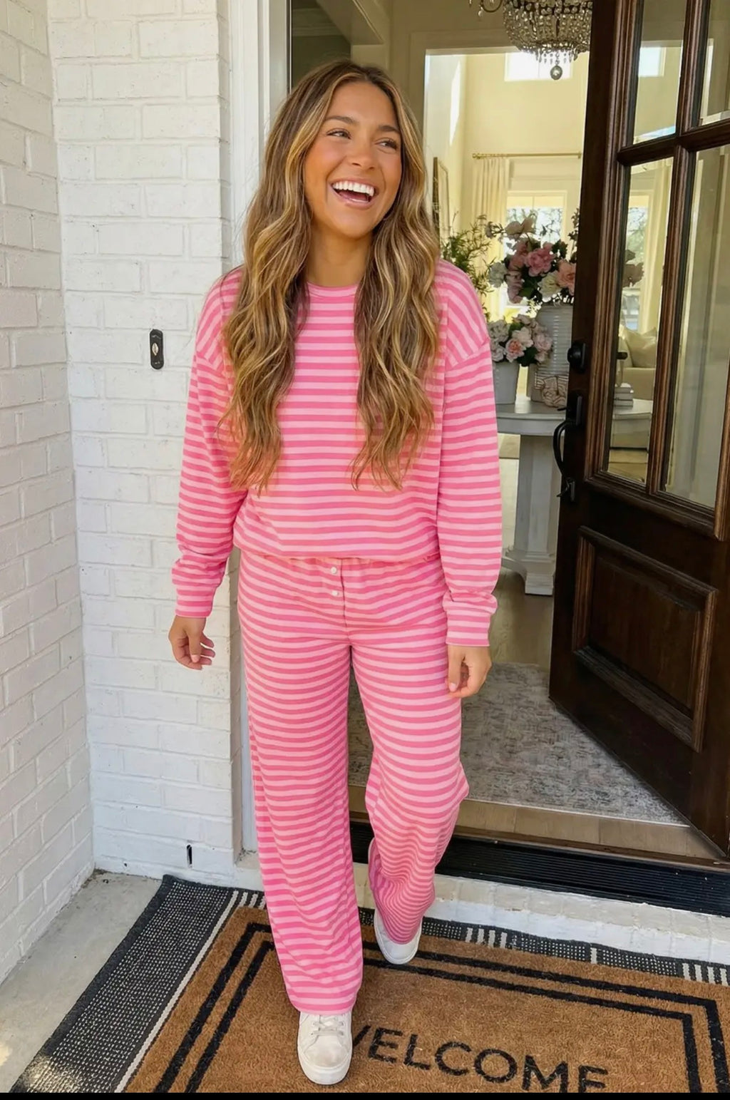 Pink Stripe Loungewear Set