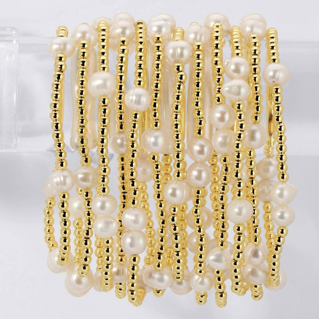 3mm Stretch Bead Bracelets with Large Pearl Accents