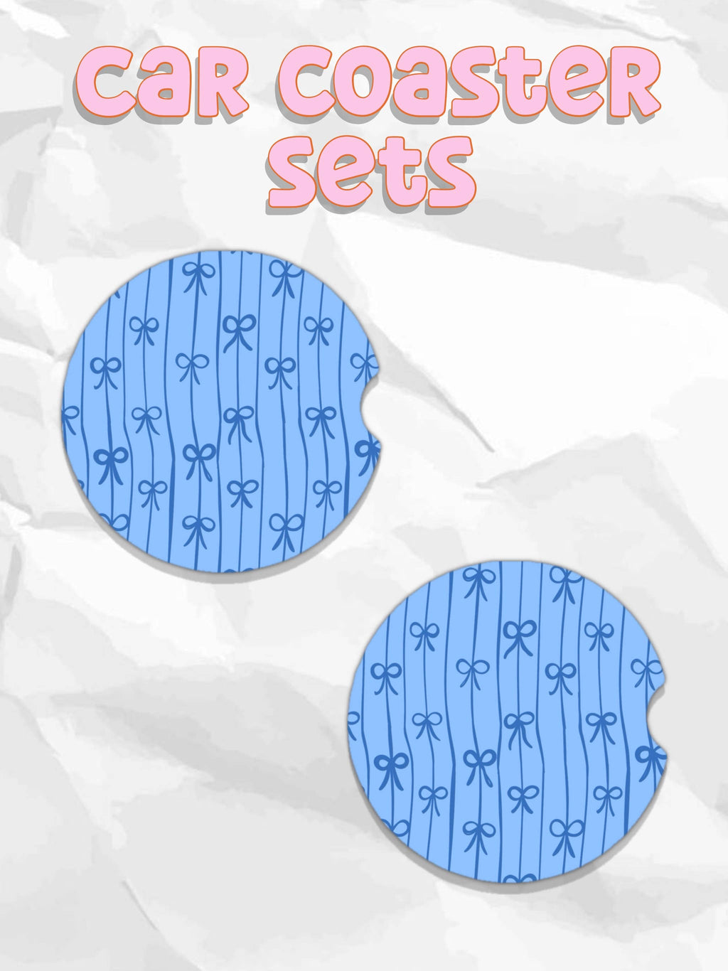 Blue bow car coasters