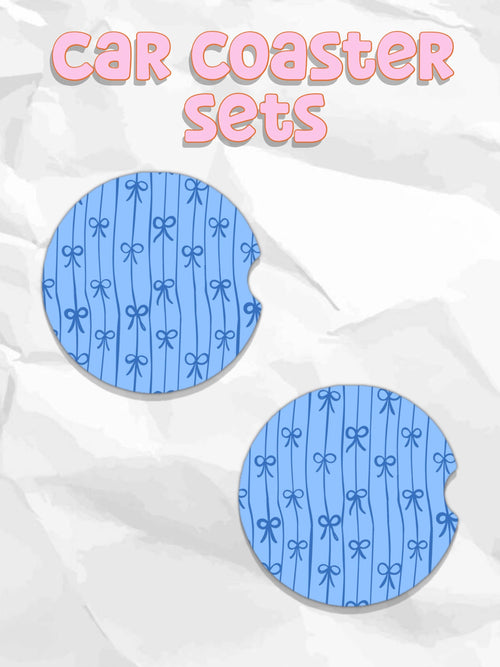 Blue bow car coasters