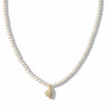 Crystal Heart Charm Pearl Necklace