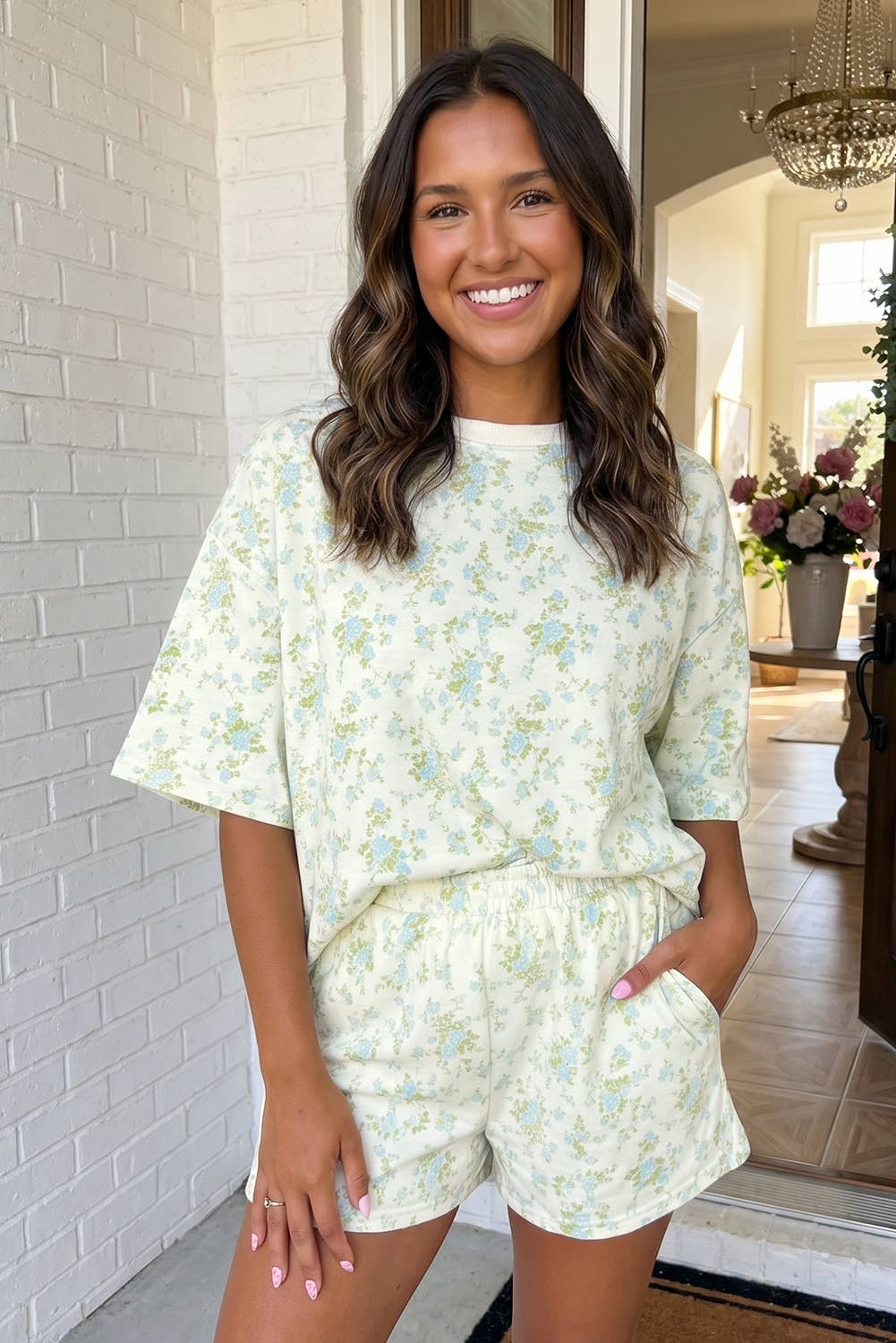 LAS Floral Oversized Tee and Shorts Set (S-XL)