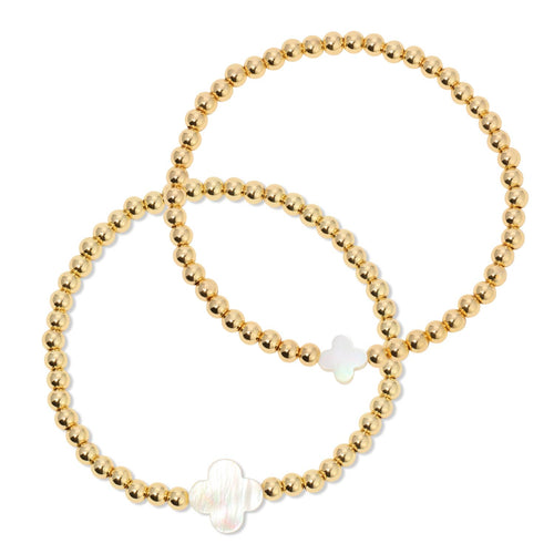 4mm Bracelet With Shell Quatrefoil Accents